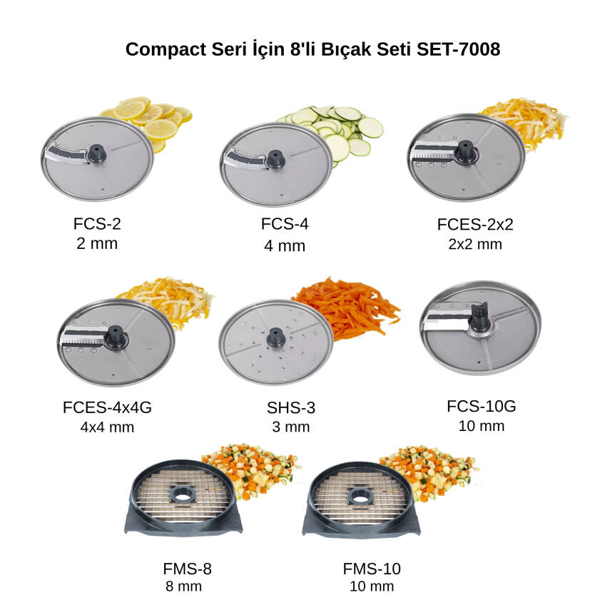 Sammic Compact Seri Sebze Doğrama Makinesi 8'li Bıçak Seti SET-7008 - 1